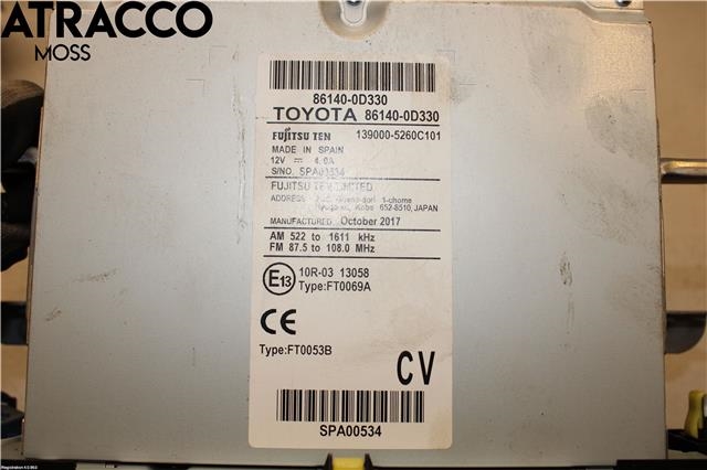 Bilstereo navigasjon til Toyota Yaris 2014-2020 (Type III, Fase 2)  (861400D330|)