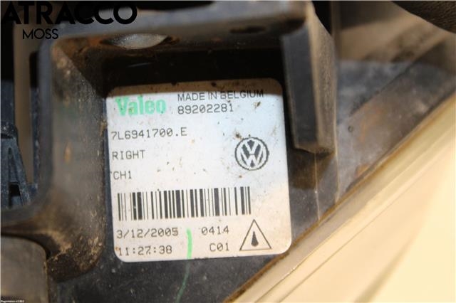 Tåkelykt høyre foran til VW Touareg 2003-2007 (Type I, Fase 1)  (7L6941700F|)