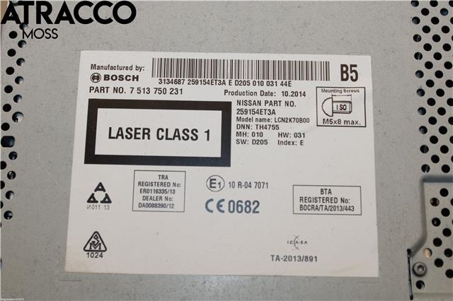 Bilstereo til Nissan Qashqai 2014-2021 (Type II)  (259154ET3A|)