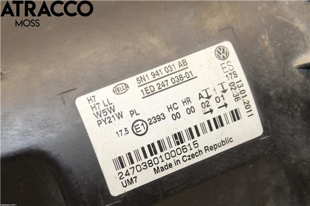 Frontlykt venstre halogen til VW Tiguan 2007-2011 (Type I, Fase 1)  (5N1941031AB|)