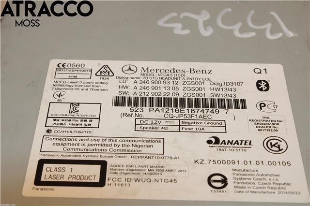 Bilstereo til Mercedes A-Klasse 2012-2018 (W176) (W176) (A2469009312|)