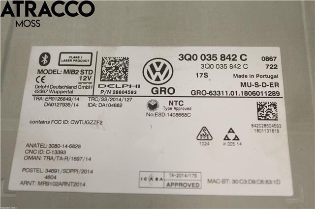 Bilstereo til VW T-Roc 2017-->>  (3Q0035842C|)