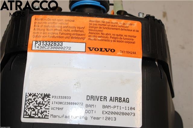 Airbag rattpute til Volvo XC60 2008-2013 (Type I, Fase 1) (30740636|)