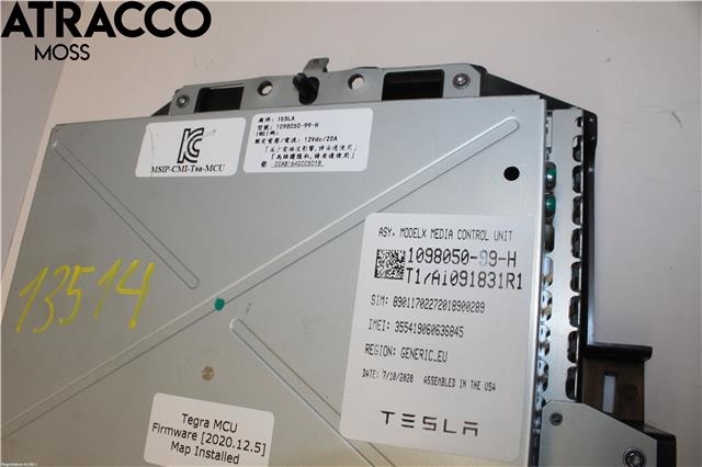 Multimedia display (MCU - Media Controller Unit) til Tesla Model S 2013-2016 (Fase 1) (109805099H|)