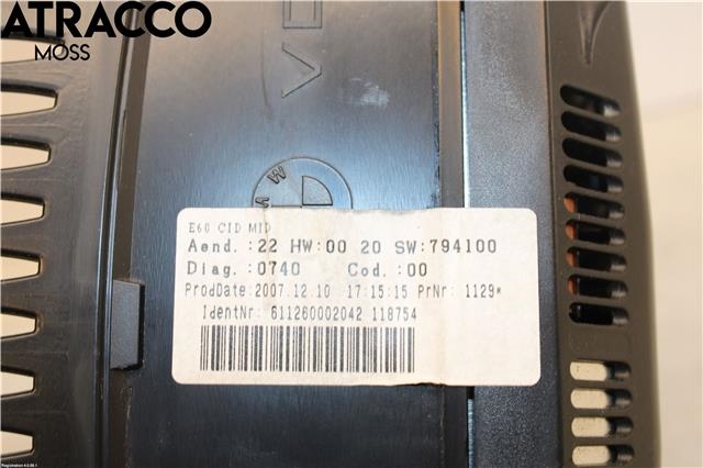 Multimedia display (MCU - Media Controller Unit) til BMW 5-Serie 2003-2010 (E60/E61) (E60/E61) (65829193758|)