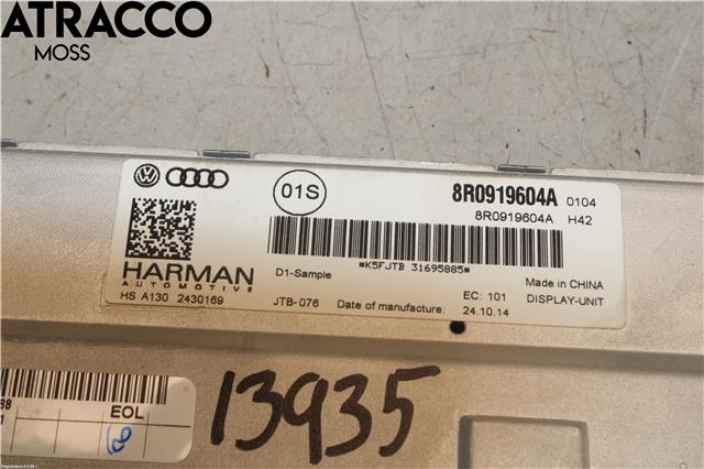 Multimedia display (MCU - Media Controller Unit) til Audi A4 2007-2014 (Type IV) (B8) (B8) (8R0919604A|)