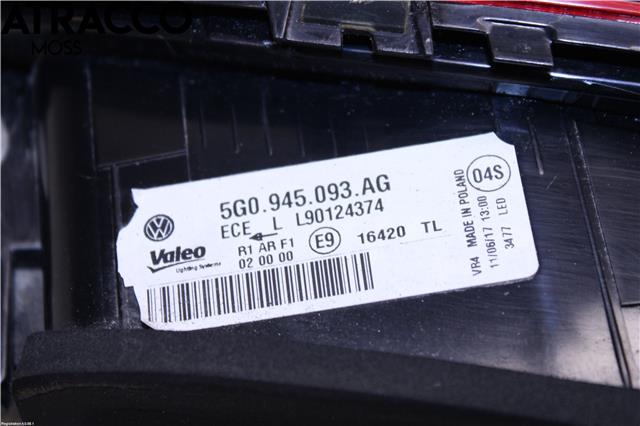 Baklykt venstre indre til VW e-Golf 2014-2017 (Fase 1)  (5G0945093AG|)