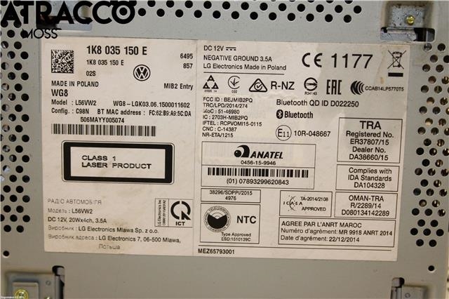 Bilstereo til VW Caddy 2015-2020 (Type III, Fase 3)  (1K8035150E|)