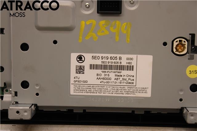 Multimedia display (MCU - Media Controller Unit) til Škoda Octavia 2013-2016 (Type III, Fase 1) (5E0919605B|)
