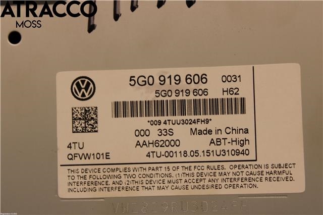 Multimedia display (MCU - Media Controller Unit) til VW e-Golf 2014-2017 (Fase 1)  (5G0919606|)