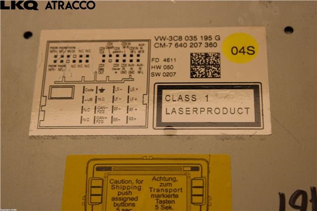 Bilstereo til VW Touran 2010-2015 (Type I, Fase 3)  (3C8035195G|)