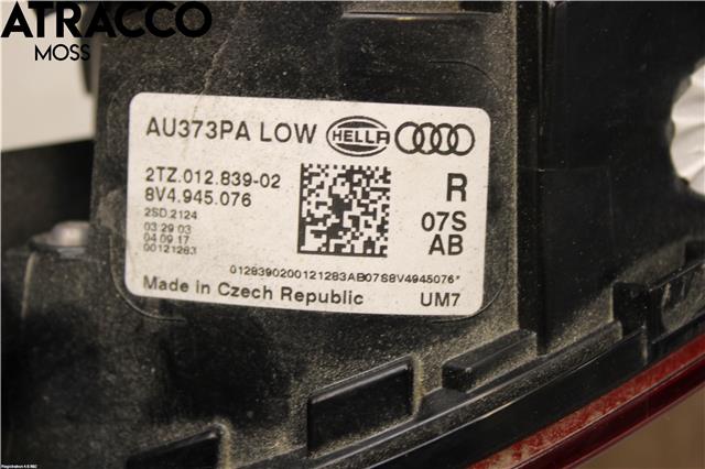Baklykt høyre indre til Audi A3 2016-2020 (Type III, Fase 2)  (8V4945076|)