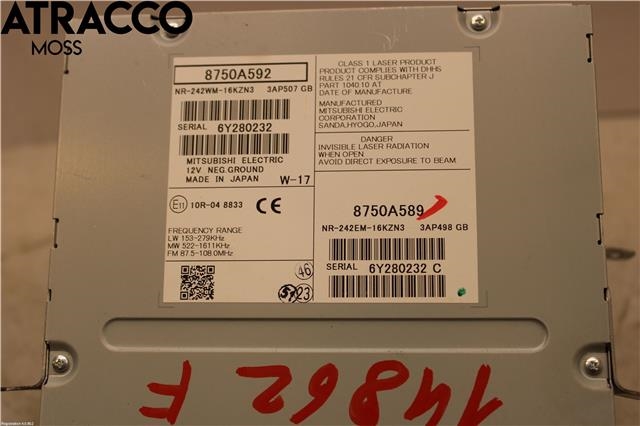Bilstereo til Mitsubishi Outlander 2015-->> (Type III, Fase 2)  (8750A592|)