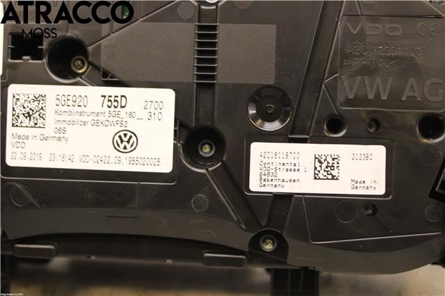 Instrumentpanel til VW e-Golf 2017-2020 (Fase 2)  (5GE920755D|)
