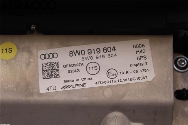 Multimedia display (MCU - Media Controller Unit) til Audi A4 2007-2014 (Type IV) (B8) (B8) (8W0919604A|)