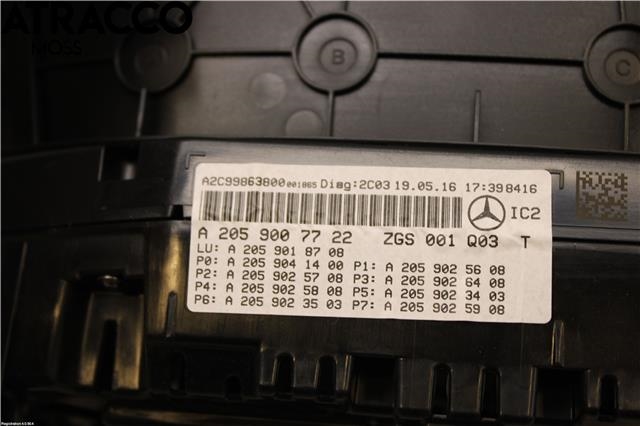 Instrumentpanel til Mercedes C-Klasse 2014-2018 (Fase 1) (W205) (W205) (A2059007722|)