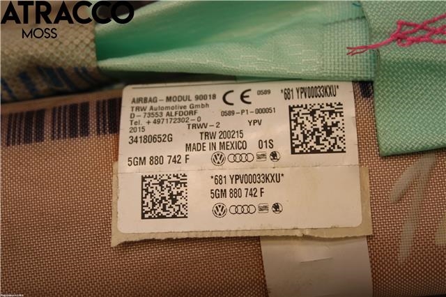 Airbag gardin høyre til VW Golf VII 2012-2017 (Fase 1) (5GM880742C|)