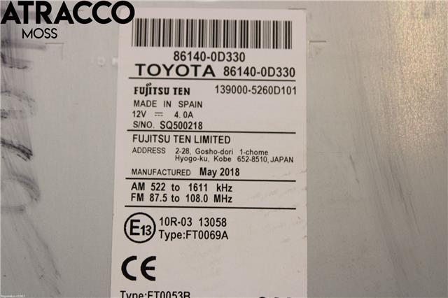 Bilstereo navigasjon til Toyota Yaris 2014-2020 (Type III, Fase 2)  (861400D330|)