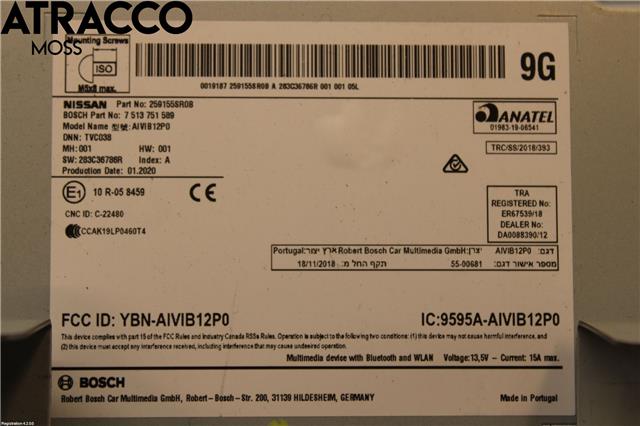 Bilstereo navigasjon til Nissan Leaf 2018-->> (Type II)  (259155SR0B|)