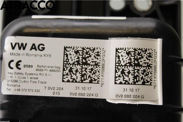 Airbag passasjer til Audi A3 2016-2020 (Type III, Fase 2)  (8V0880204G|)
