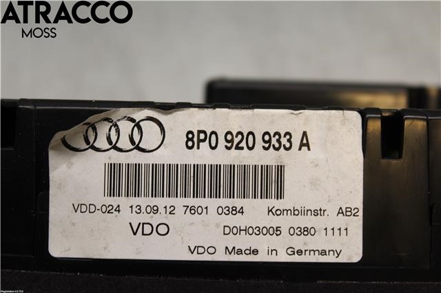 Instrumentpanel til Audi A3 2009-2012 (Type II, Fase 2)  (8P0920933A|)