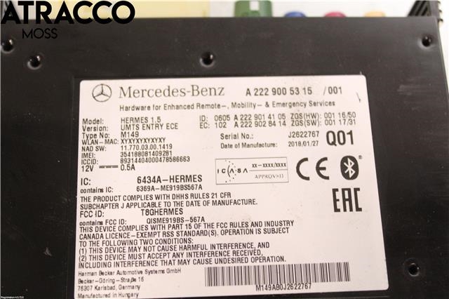 Styreenhet diverse til Mercedes C-Klasse 2014-2018 (Fase 1) (W205) (W205) (A2229005315|)
