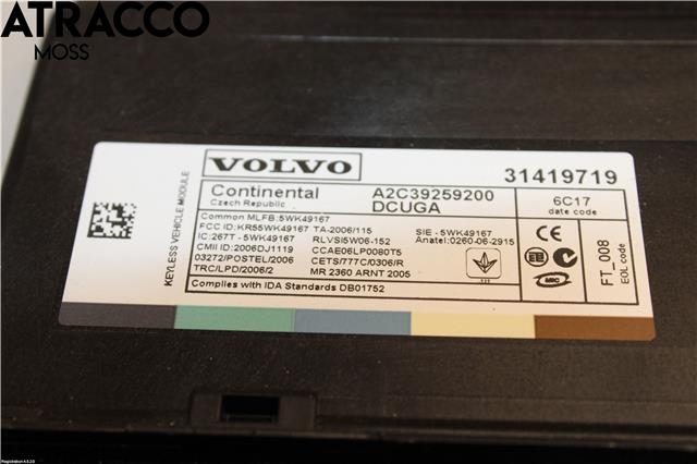 Styreenhet nøkkelfri/keyless til Volvo V70 2014-2016 (Type III, Fase 2)  (31419719|)