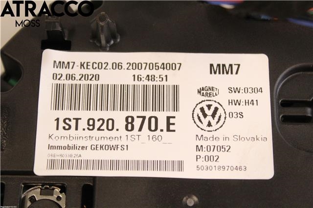 Instrumentpanel til Škoda Citigo 2012-2019  (1ST920870E|)