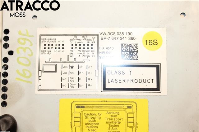 Bilstereo til VW Passat 2011-2015 (B7) (B7) (1T0057680K|)