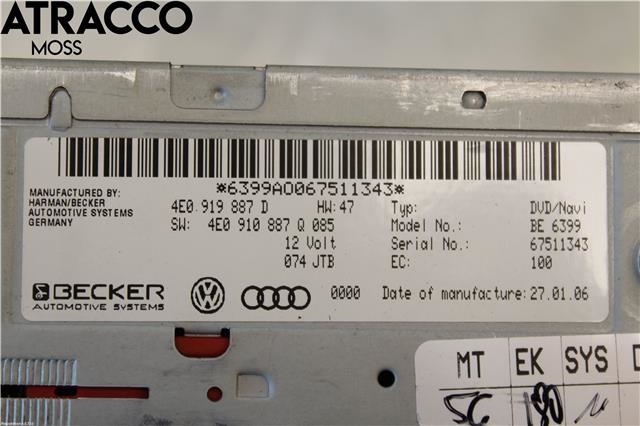 Bilstereo navigasjon til Audi Q7 2006-2010 (Type I, Fase 1)  (4E0910888P|)