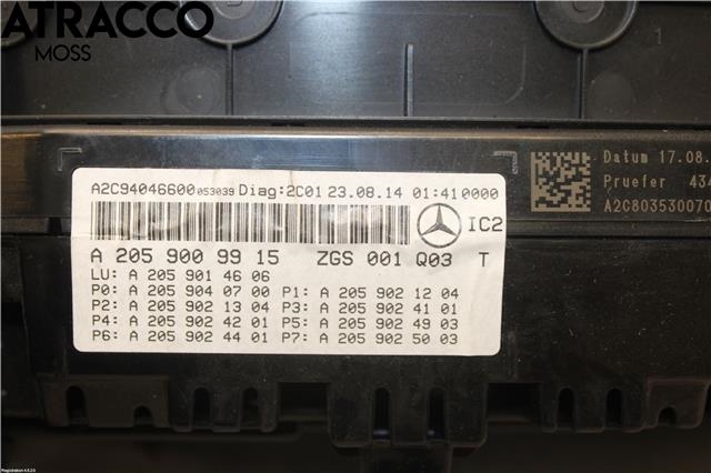 Instrumentpanel til Mercedes C-Klasse 2014-2018 (Fase 1) (W205) (W205) (A2059009915|)