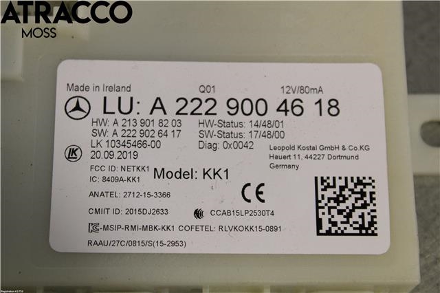 Styreenhet tenning til Mercedes E-Klasse 2016-2023 (W213) (W213) (A2229004618|)