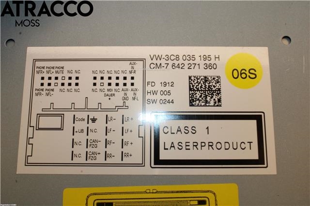 Bilstereo til VW Golf VI 2008-2012  (3C8057195BX|)