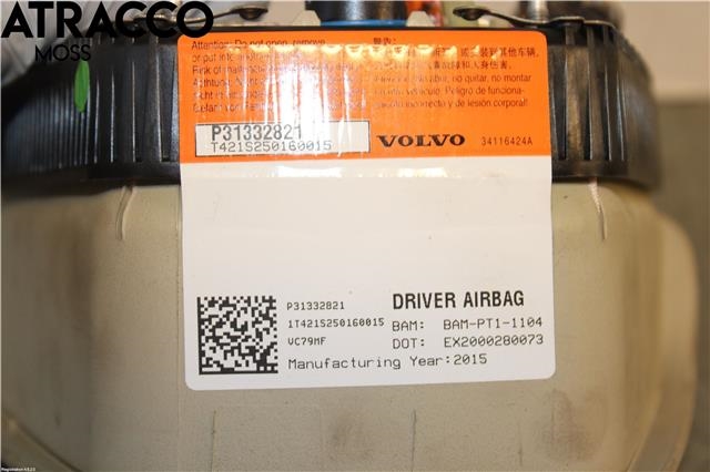 Airbag rattpute til Volvo XC60 2008-2013 (Type I, Fase 1)  (31332821|)