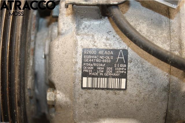 Aircondition kompressor til Nissan Qashqai 2014-2021 (Type II)  (926004EA0A|)