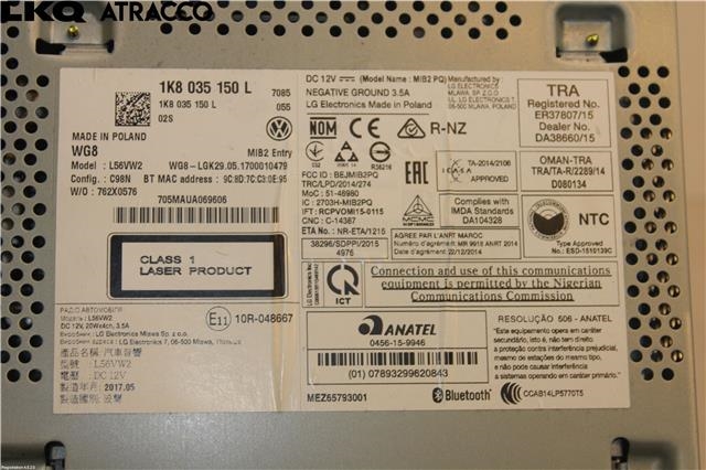 Bilstereo til VW Caddy 2015-2020 (Type III, Fase 3)  (1K8035150L|)