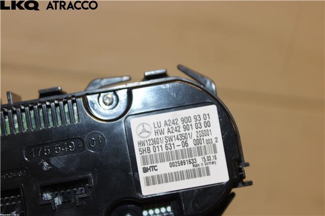 Varmeapparat betjening til Mercedes B-Klasse 2011-2018 (W246) (W246) (A2429009301|)