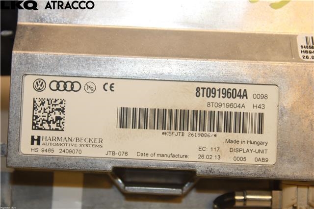 Multimedia display (MCU - Media Controller Unit) til Audi A4 2007-2014 (Type IV) (B8) (B8) (8T0919604A|)