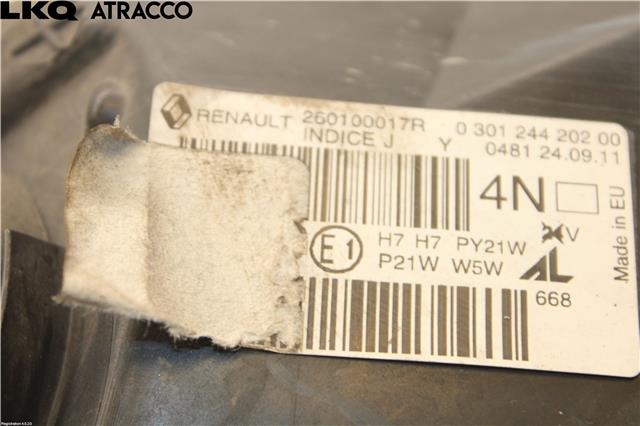 Frontlykt høyre halogen til Renault Megane 2009-2016 Type III  (260100850R|)