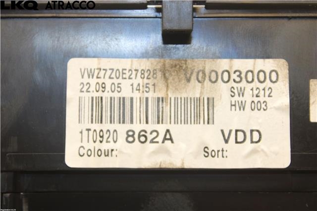 Instrumentpanel til VW Touran 2003-2006 (Type I, Fase 1)  (1T0920862FX|)