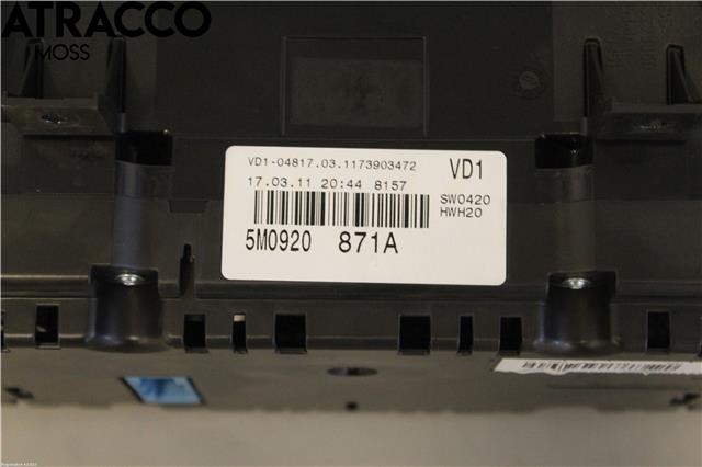 Instrumentpanel til VW Golf, Plus/Cross 2009-2013 (Fase 2)  (5M0920871AX|)