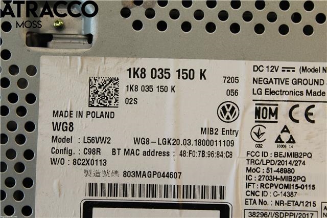 Bilstereo til VW Caddy 2015-2020 (Type III, Fase 3)  (1K8035150K|)