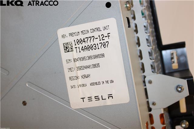 Multimedia display (MCU - Media Controller Unit) til Tesla Model S 2013-2016 (Fase 1) (100477712F|)