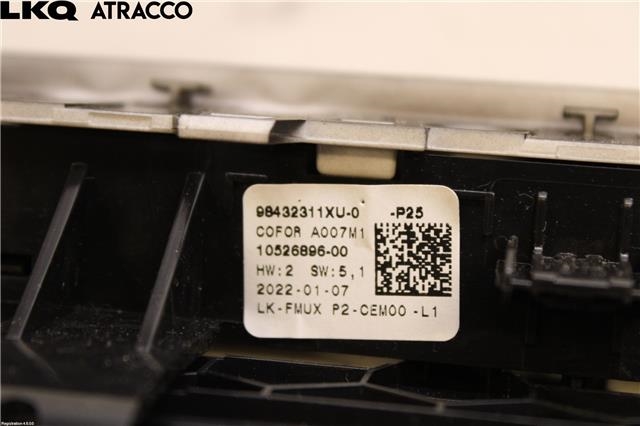 Varmeapparat betjening til Peugeot 208 2019-->> (Type II)  (98292921XU|)