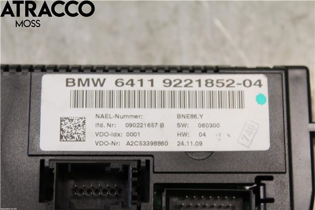 Varmeapparat betjening til BMW 1-Serie 2004-2011 (E81/E82/E87/E88) (E81/E82/E87/E88) (64119292262|)