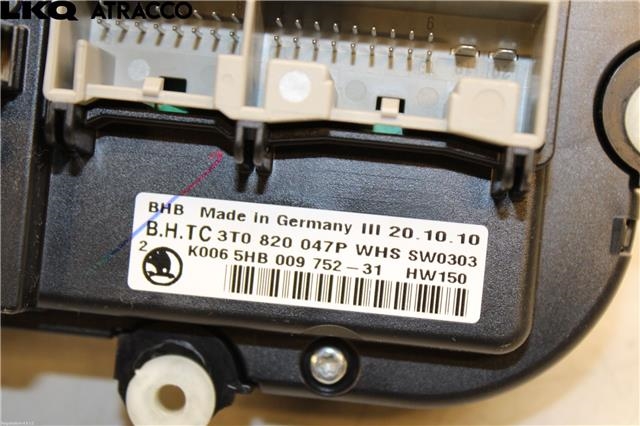Varmeapparat betjening til Škoda Superb 2008-2015 (Type II)  (3T0820047F|)