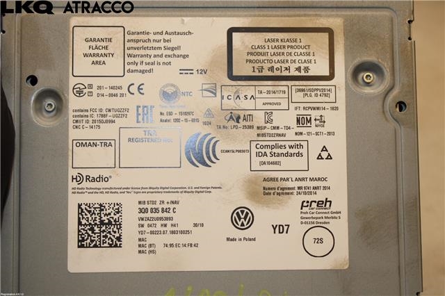 Bilstereo til VW Golf VII 2017-2020 (Fase 2)  (3Q0035842C|)