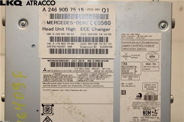 Bilstereo til Mercedes CLA 2013-2019 (C117) (C117) (A2469007516|)