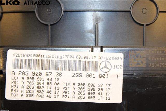 Instrumentpanel til Mercedes C-Klasse 2014-2018 (Fase 1) (W205) (W205) (A2059006736|)