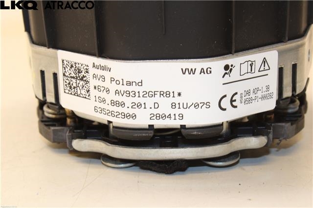 Airbag rattpute til VW Up 2012-2019 (1S0880201E|)